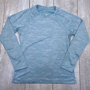 NOBULL Long Sleeve Shirt Womens Small Blue Camo Seamless Athletic Training Top